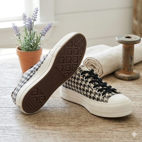 Converse Chuck Taylor All Star Lift Ox Houndstooth Sneakers M 7.5 W 9.5
